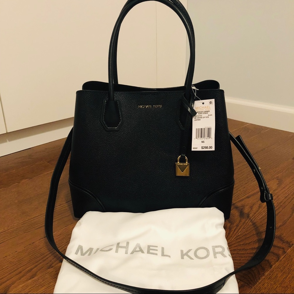 Michael Kors Mercer Corner MD Zip LeatherTote NEW